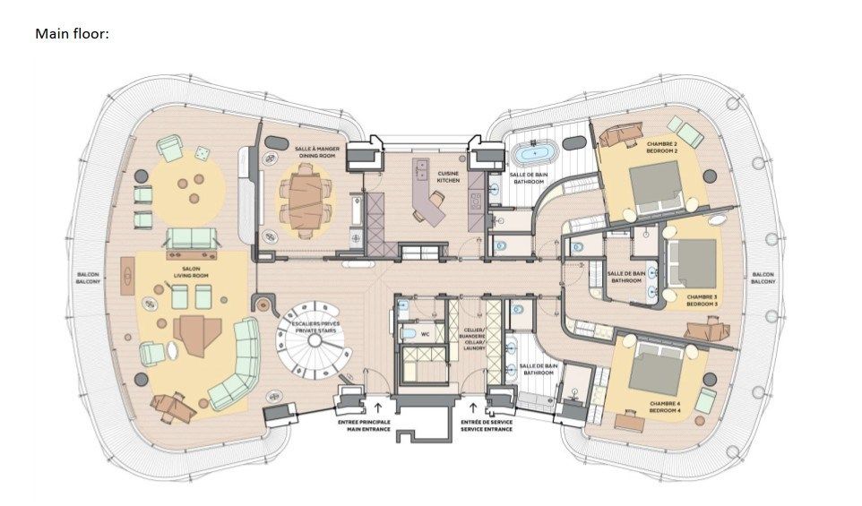 appartamento su due piani 6 Camere in affitto su MONACO (98000)